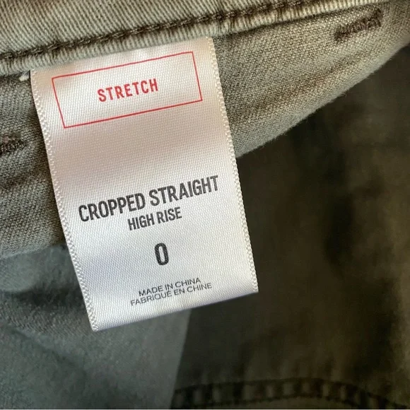 🌹 3 for $25 Express Women’s Cropped Straight High Rise Army Green Pants Size 0 - Picture 3 of 7